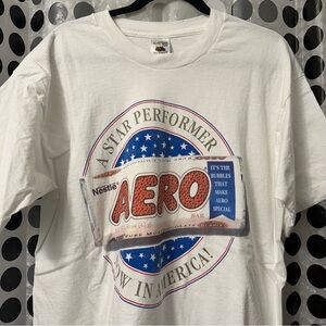 Vintage 90s Fruit of the Loom Nestle Aero Chocolate T-Shirt Size XL